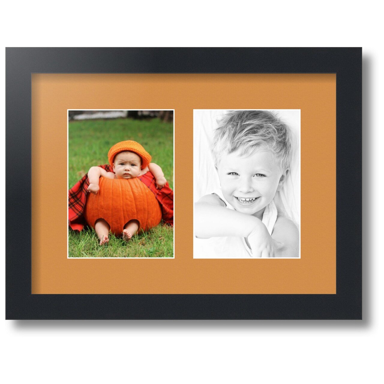 ArtToFrames Collage Photo Picture Frame with 2 - 5x7 inch Openings, Framed in Black with Over 62 Mat Color Options and Regular Glass (CSM-3926-35)
